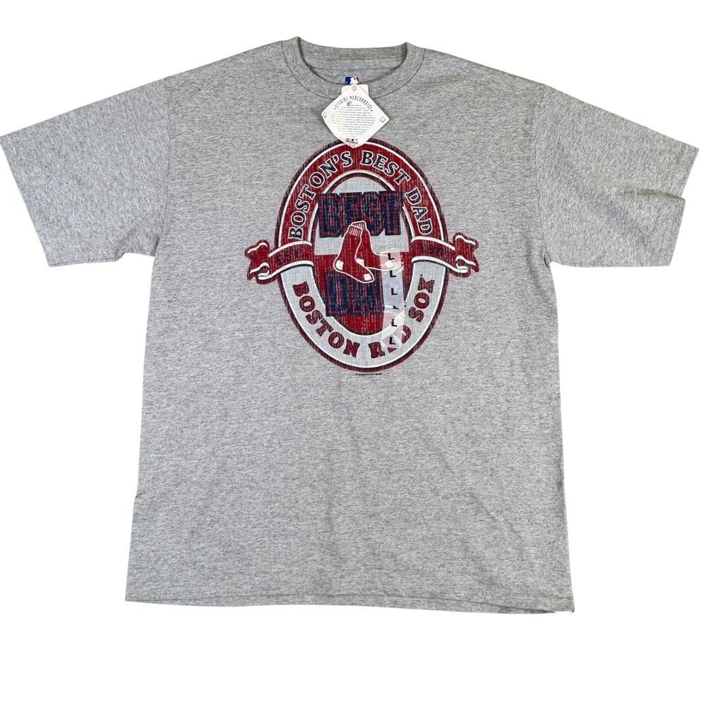 MLB Boston Red Sox Mens Best Dad Graphic T-Shirt Gray Large NWT T953